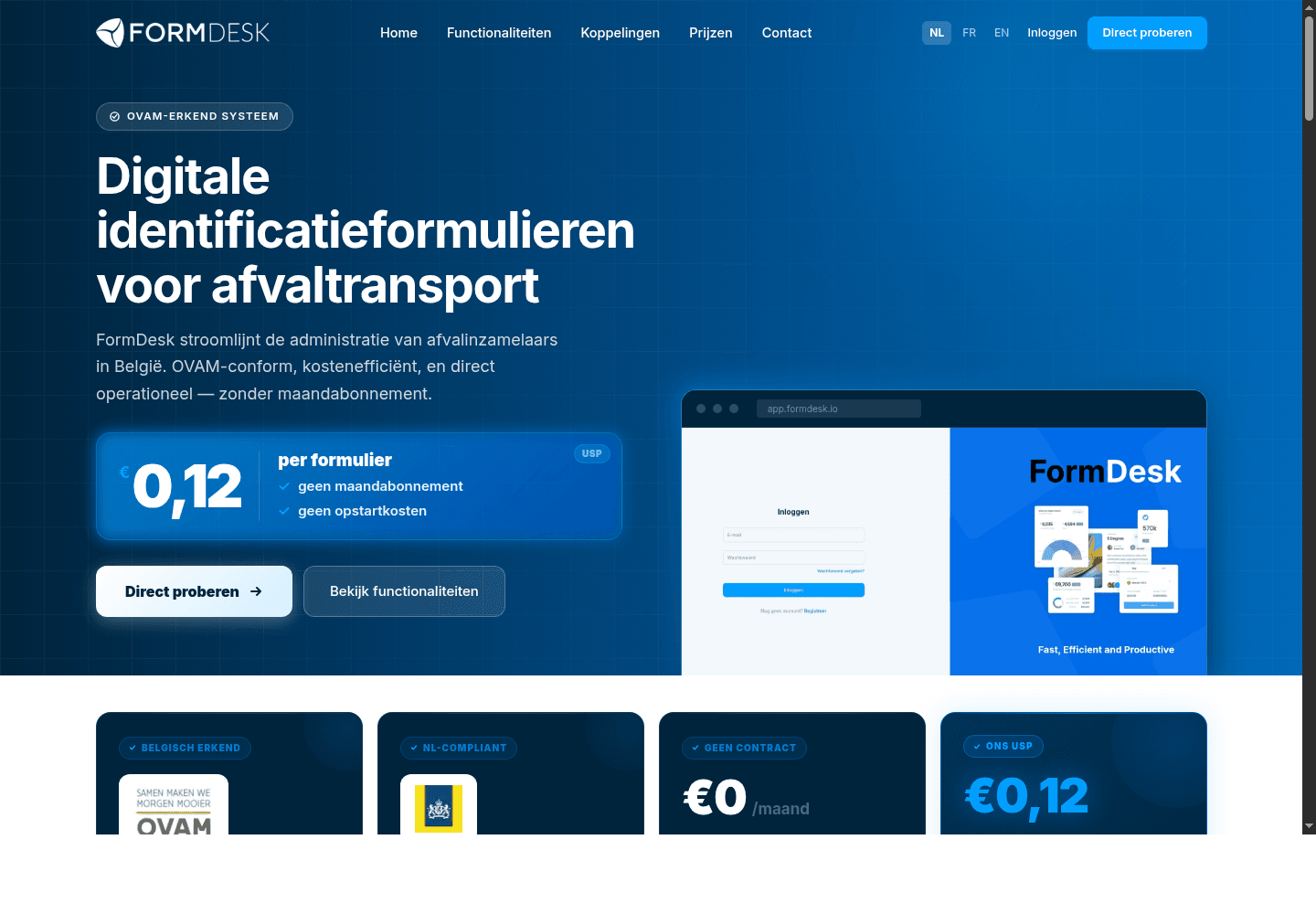 Screenshot der FormDesk-Website